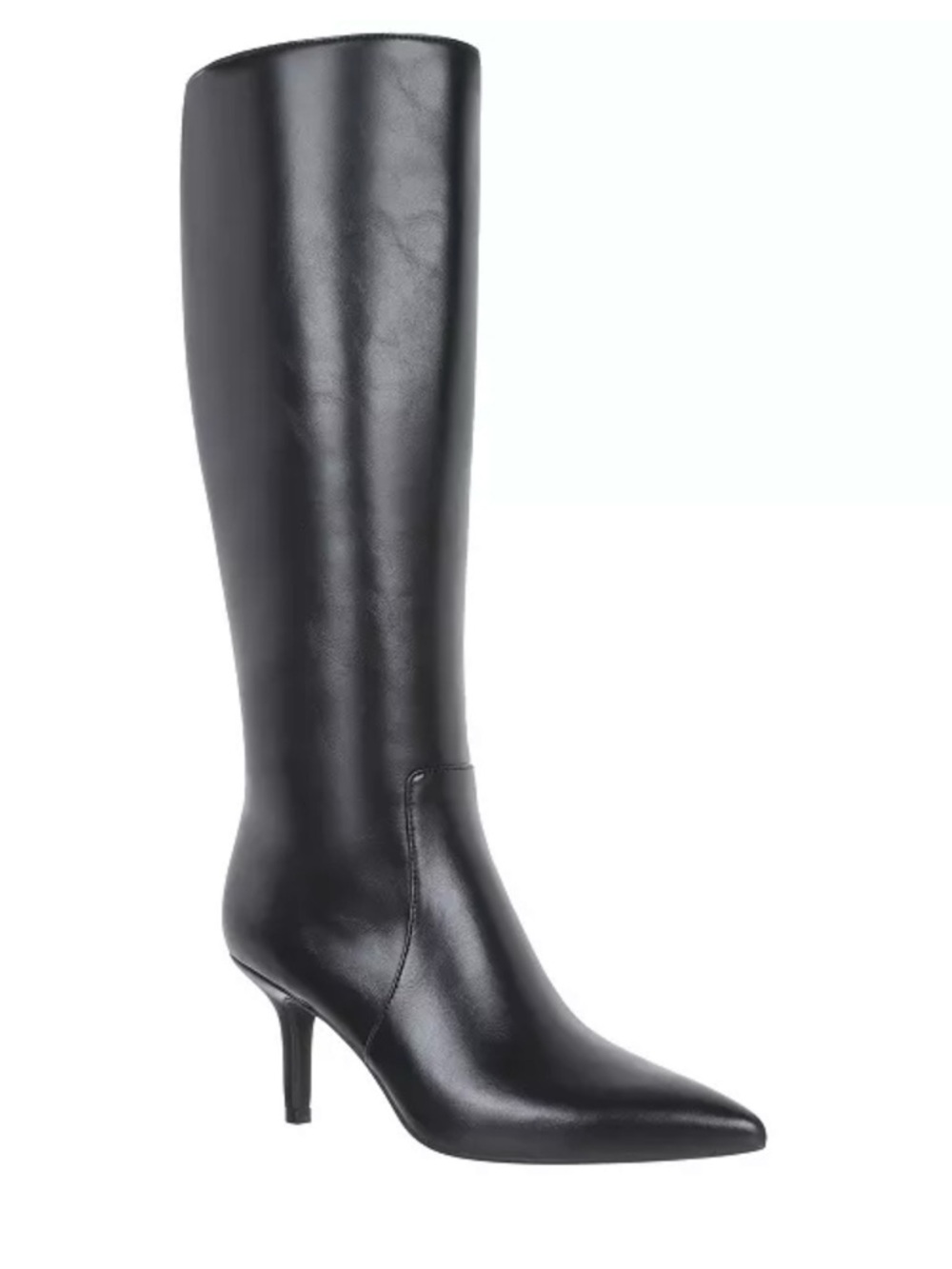 I.N.C. Classic Black Leather Knee-High Pointed-Toe Boot
